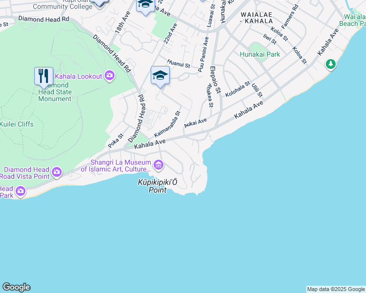 map of restaurants, bars, coffee shops, grocery stores, and more near 4333 Royal Place in Honolulu