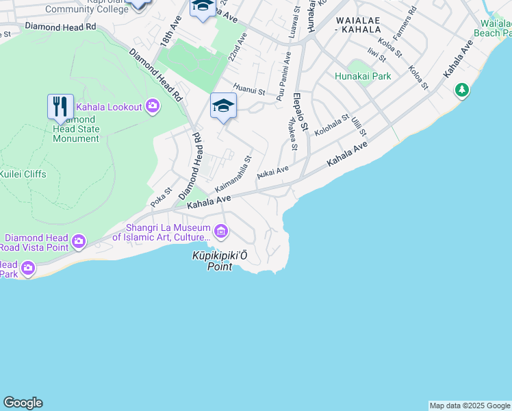 map of restaurants, bars, coffee shops, grocery stores, and more near 4333 Royal Place in Honolulu