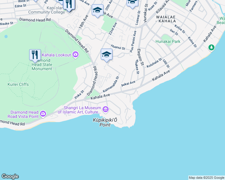 map of restaurants, bars, coffee shops, grocery stores, and more near 4292 Kahala Avenue in Honolulu