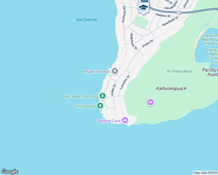 map of restaurants, bars, coffee shops, grocery stores, and more near 104 Poipu Drive in Honolulu