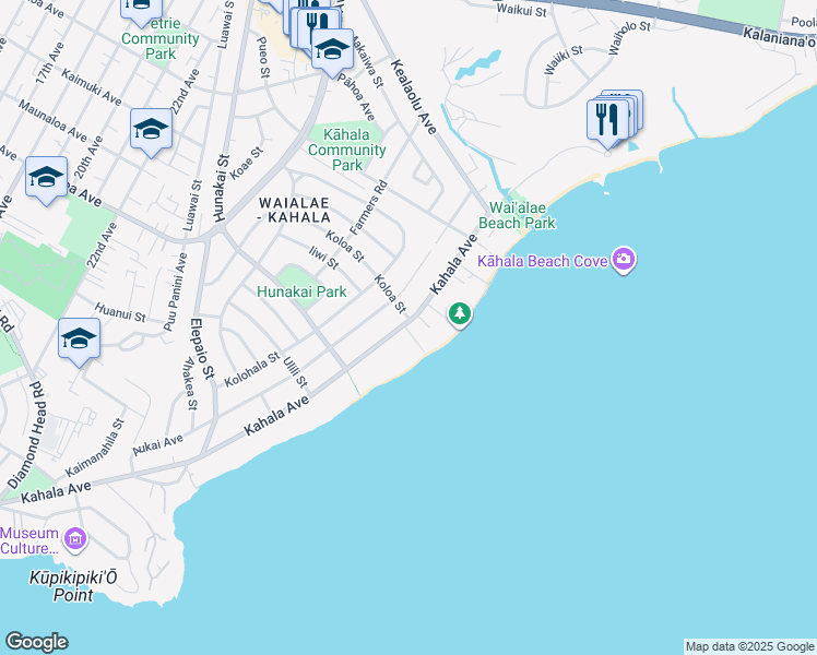 map of restaurants, bars, coffee shops, grocery stores, and more near 4679 Kahala Avenue in Honolulu