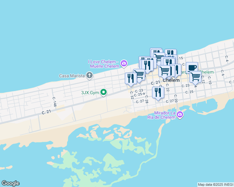 map of restaurants, bars, coffee shops, grocery stores, and more near in Chelem