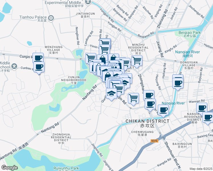 map of restaurants, bars, coffee shops, grocery stores, and more near in Zhanjiang