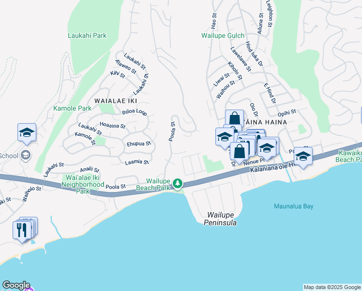 map of restaurants, bars, coffee shops, grocery stores, and more near in Honolulu