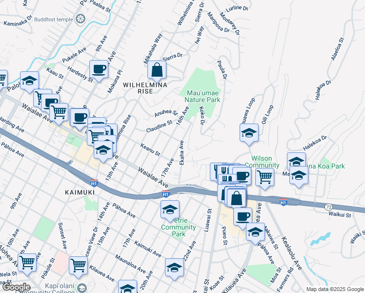 map of restaurants, bars, coffee shops, grocery stores, and more near in Honolulu