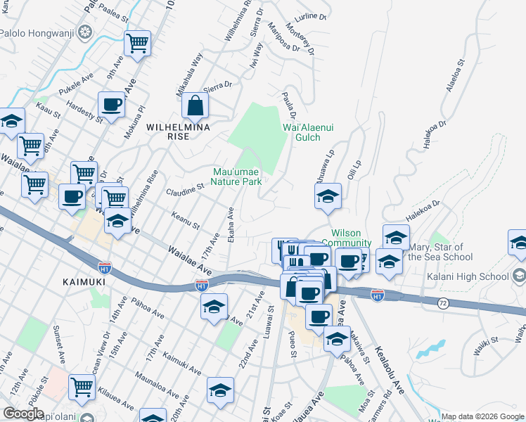map of restaurants, bars, coffee shops, grocery stores, and more near 4001-4005 Koko Drive in Honolulu