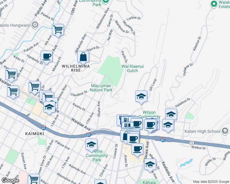 map of restaurants, bars, coffee shops, grocery stores, and more near 3906 Koko Drive in Honolulu