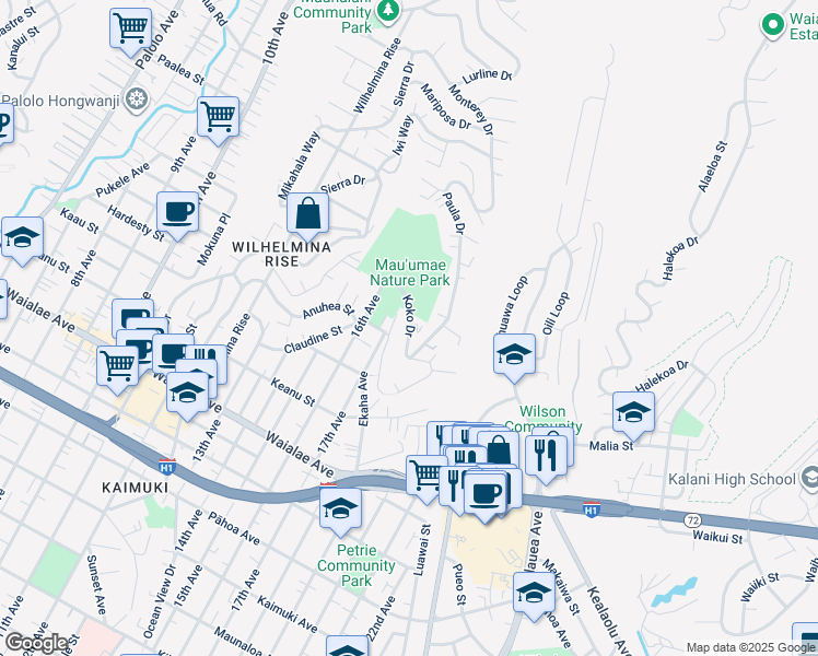 map of restaurants, bars, coffee shops, grocery stores, and more near 3906 Koko Drive in Honolulu