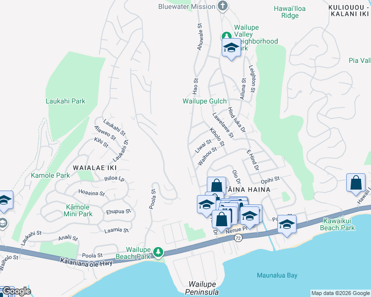 map of restaurants, bars, coffee shops, grocery stores, and more near 464 Hao Street in Honolulu