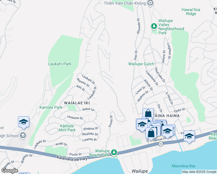 map of restaurants, bars, coffee shops, grocery stores, and more near 5222 Kuaiwi Place in Honolulu