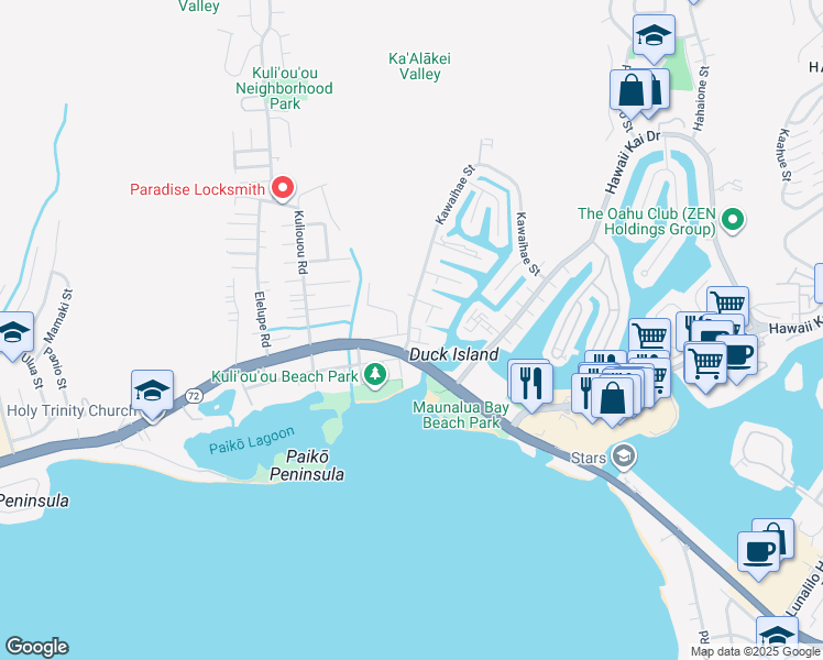 map of restaurants, bars, coffee shops, grocery stores, and more near in Honolulu