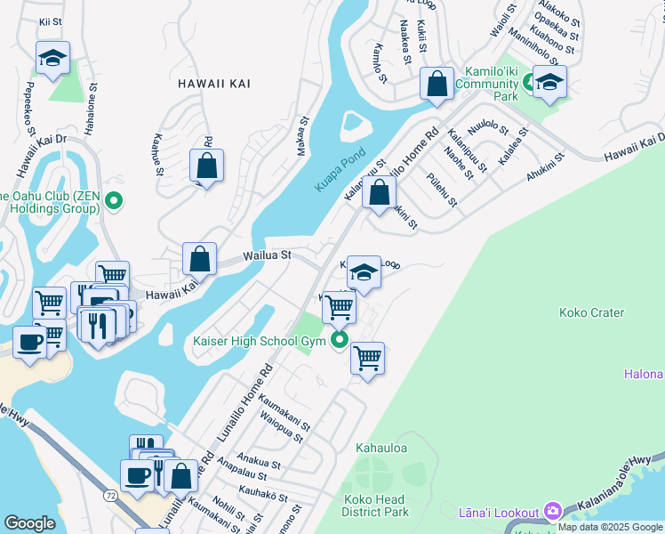 map of restaurants, bars, coffee shops, grocery stores, and more near in Honolulu