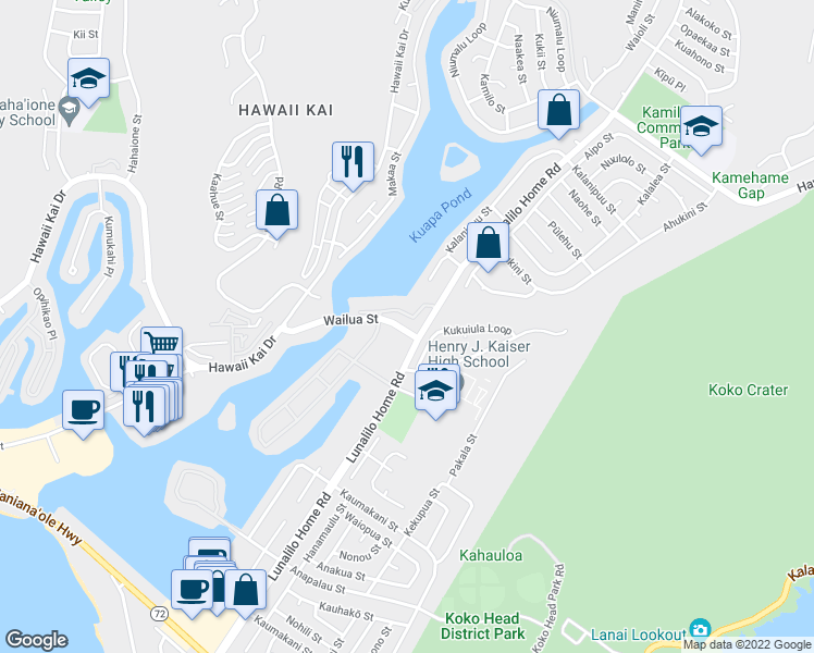map of restaurants, bars, coffee shops, grocery stores, and more near in Honolulu