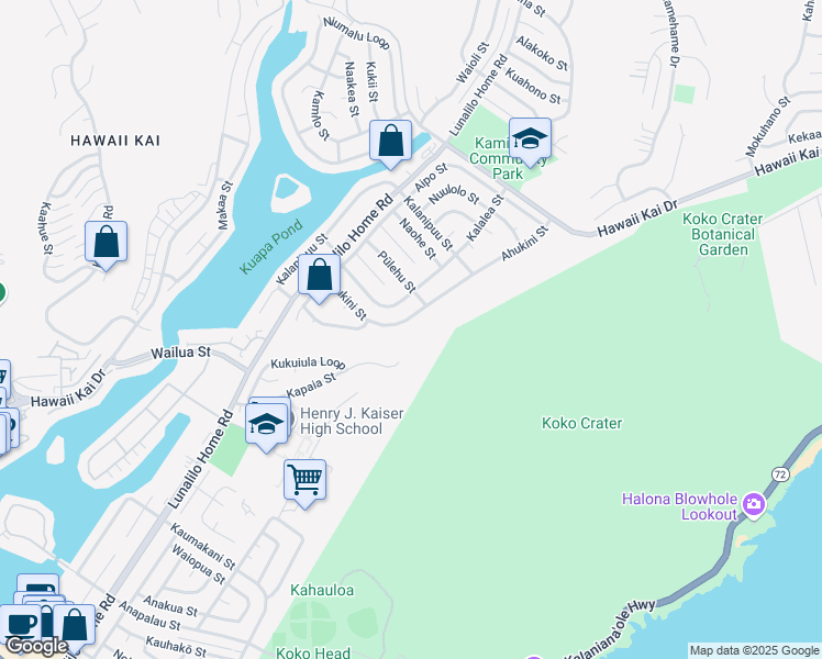 map of restaurants, bars, coffee shops, grocery stores, and more near 769 Ahukini Street in Honolulu