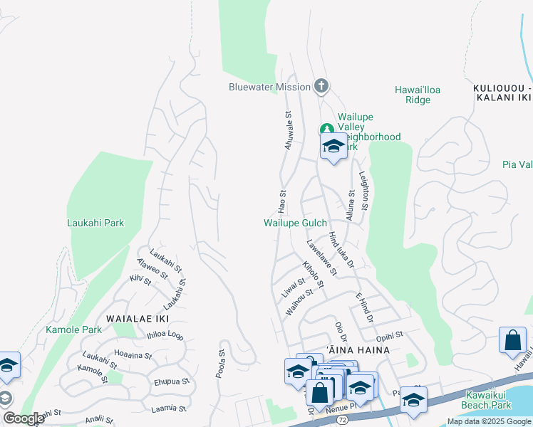 map of restaurants, bars, coffee shops, grocery stores, and more near 650 Aipuni Street in Honolulu