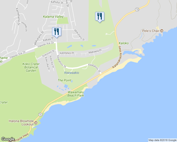 map of restaurants, bars, coffee shops, grocery stores, and more near 300 Kipukai Place in Honolulu