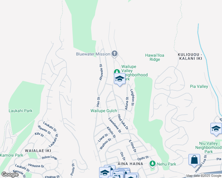map of restaurants, bars, coffee shops, grocery stores, and more near 918 Hind Iuka Drive in Honolulu