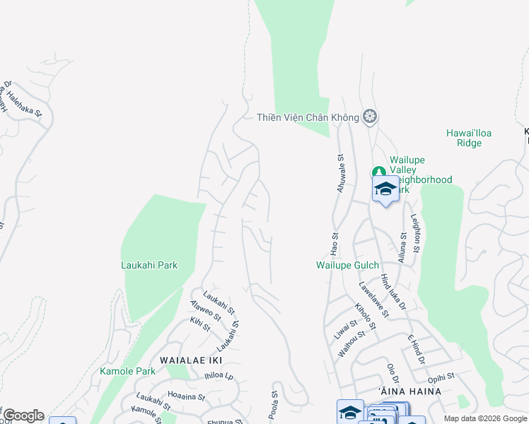 map of restaurants, bars, coffee shops, grocery stores, and more near 2229 Hikino Street in Honolulu