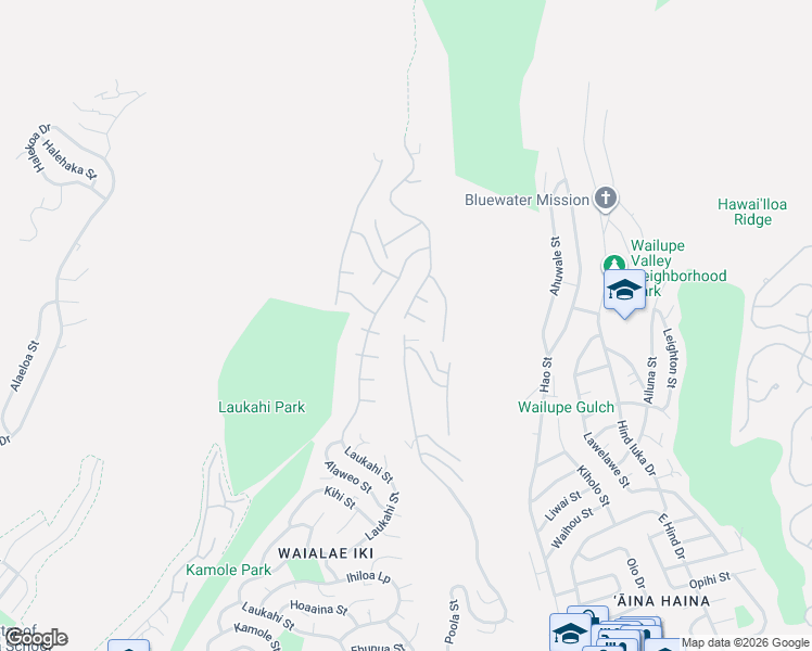 map of restaurants, bars, coffee shops, grocery stores, and more near 2117 Okoa Street in Honolulu