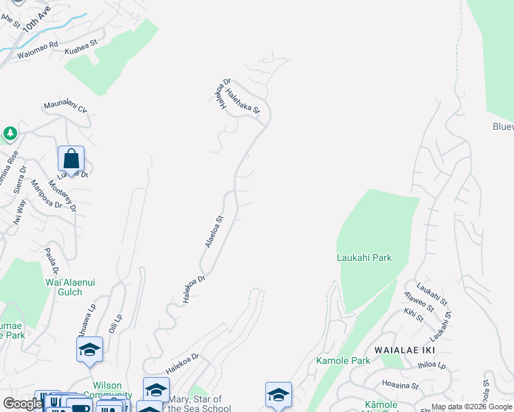 map of restaurants, bars, coffee shops, grocery stores, and more near 5368 Malu Place in Honolulu