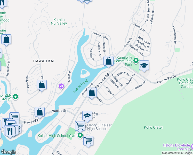 map of restaurants, bars, coffee shops, grocery stores, and more near 748 Kalanipuu Street in Honolulu