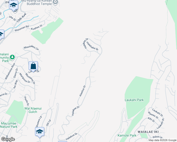 map of restaurants, bars, coffee shops, grocery stores, and more near 2158 Halekoa Drive in Honolulu