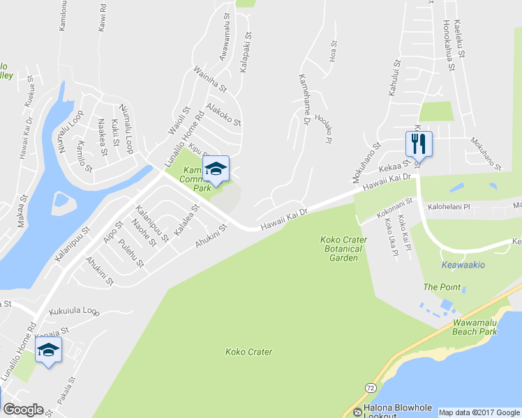 map of restaurants, bars, coffee shops, grocery stores, and more near 7431 Kamehame Place in Honolulu