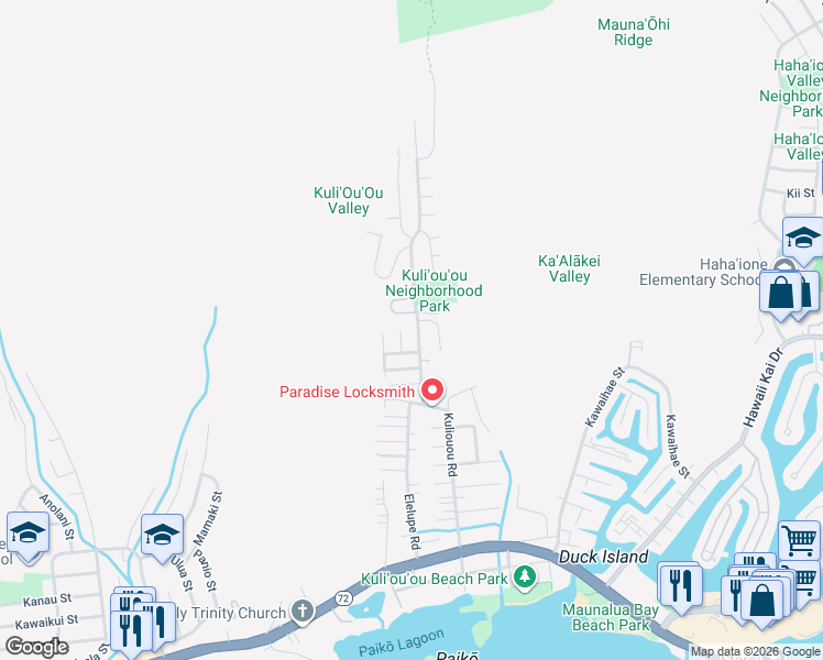 map of restaurants, bars, coffee shops, grocery stores, and more near 464 Kuliouou Road in Honolulu