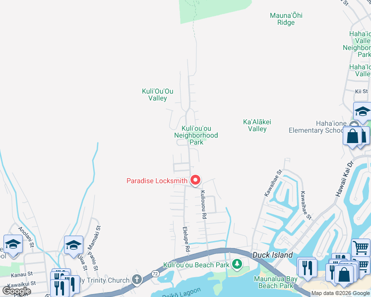 map of restaurants, bars, coffee shops, grocery stores, and more near 464 Kuliouou Road in Honolulu