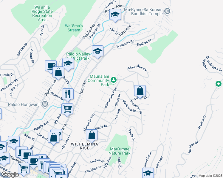 map of restaurants, bars, coffee shops, grocery stores, and more near in Honolulu