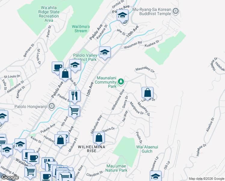 map of restaurants, bars, coffee shops, grocery stores, and more near in Honolulu