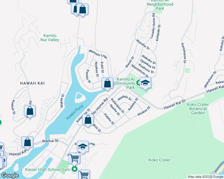 map of restaurants, bars, coffee shops, grocery stores, and more near 790 Lunalilo Home Road in Honolulu