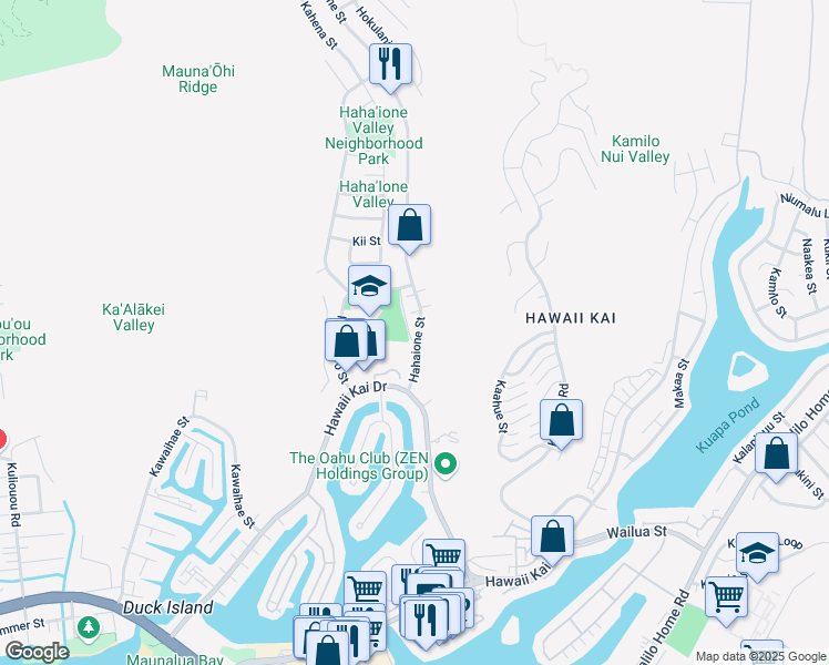 map of restaurants, bars, coffee shops, grocery stores, and more near in Honolulu