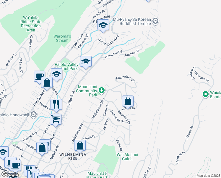 map of restaurants, bars, coffee shops, grocery stores, and more near 4726 Halehoola Place in Honolulu