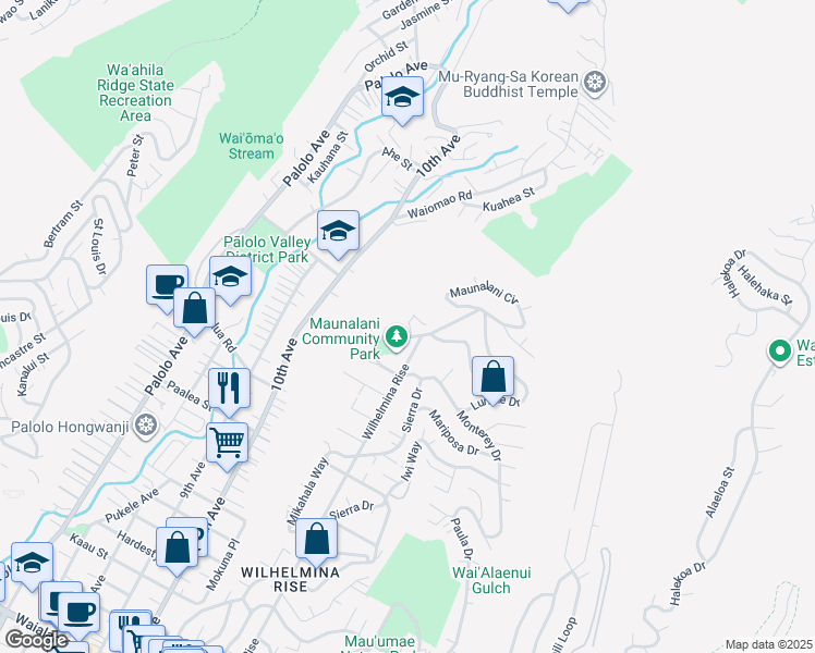 map of restaurants, bars, coffee shops, grocery stores, and more near 4726 Halehoola Place in Honolulu