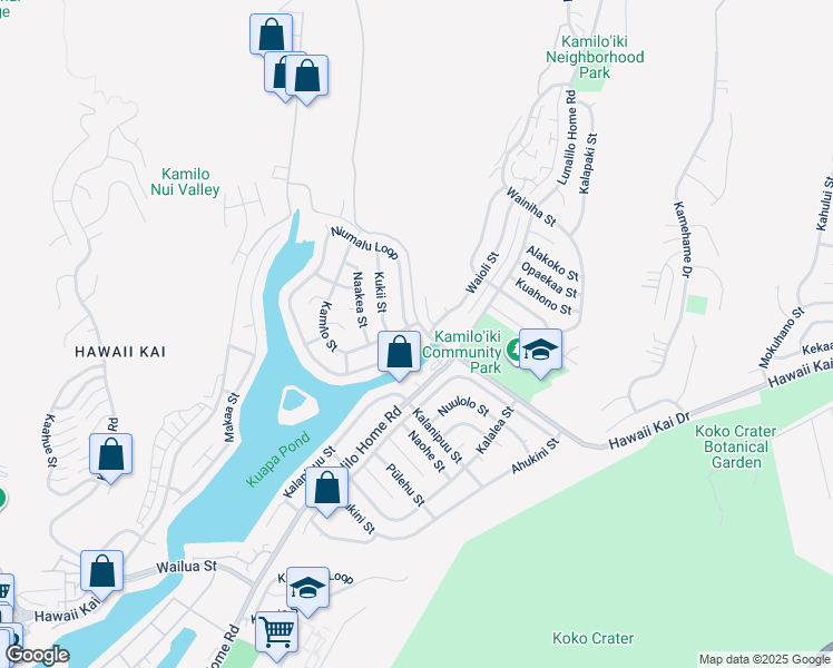 map of restaurants, bars, coffee shops, grocery stores, and more near 7061 Niumalu Loop in Honolulu