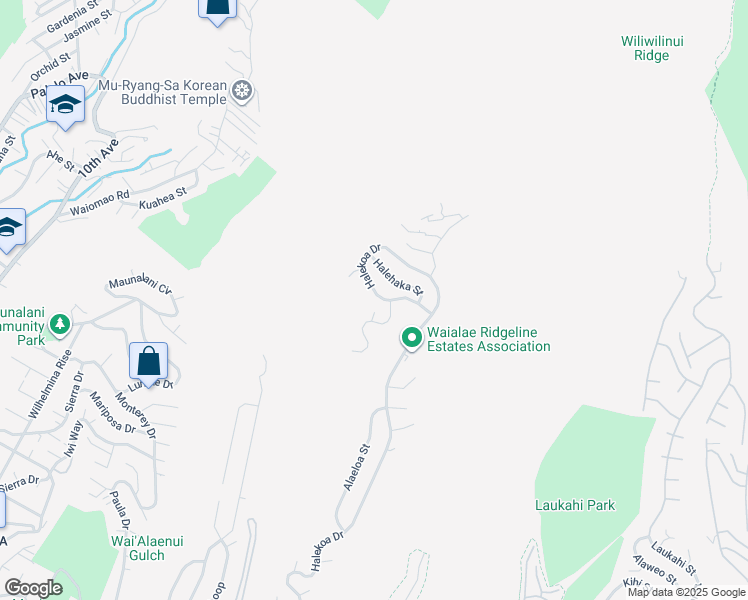 map of restaurants, bars, coffee shops, grocery stores, and more near 2529 Halekoa Drive in Honolulu