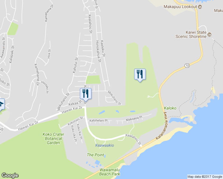 map of restaurants, bars, coffee shops, grocery stores, and more near 1160 Kaeleku Street in Honolulu