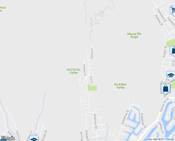 map of restaurants, bars, coffee shops, grocery stores, and more near 598 Kuliouou Road in Honolulu