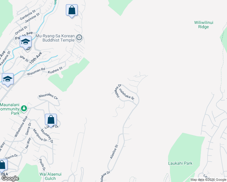 map of restaurants, bars, coffee shops, grocery stores, and more near 2477 Halekoa Drive in Honolulu