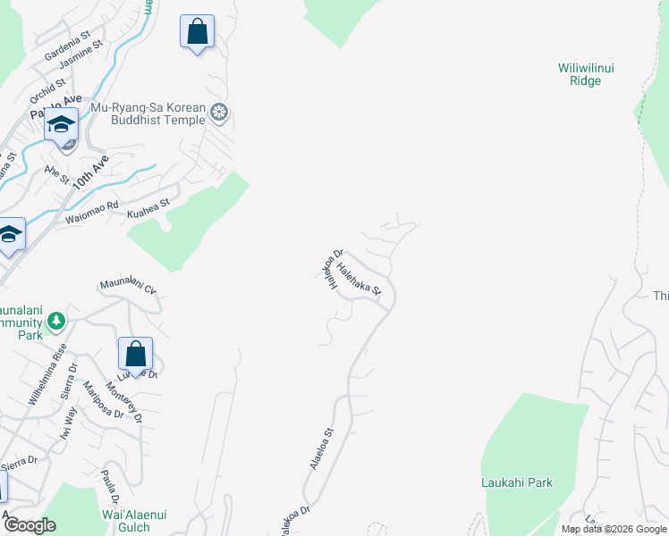 map of restaurants, bars, coffee shops, grocery stores, and more near 2477 Halekoa Drive in Honolulu