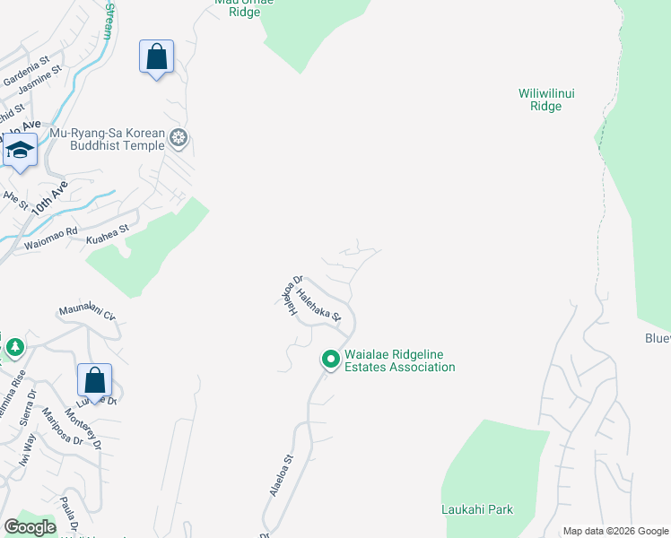 map of restaurants, bars, coffee shops, grocery stores, and more near 2311 Ahaana Way in Honolulu