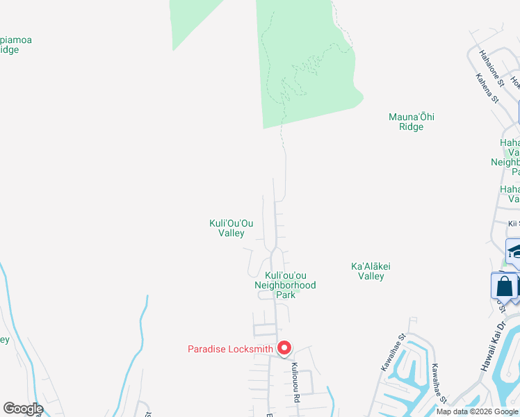 map of restaurants, bars, coffee shops, grocery stores, and more near 644 Kuliouou Road in Honolulu