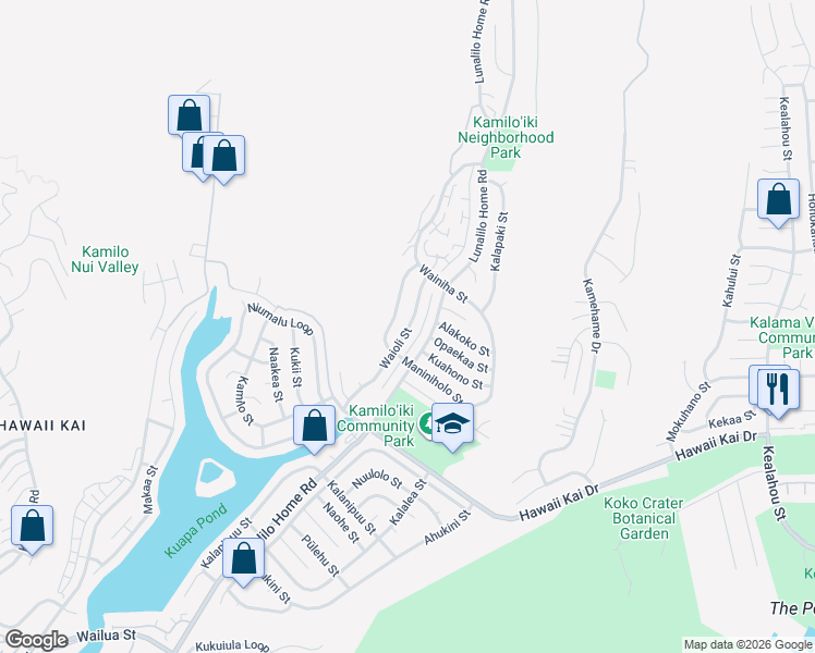map of restaurants, bars, coffee shops, grocery stores, and more near 926 Waioli Street in Honolulu