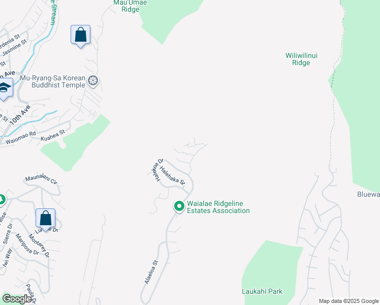 map of restaurants, bars, coffee shops, grocery stores, and more near 2311 Ahaana Way in Honolulu