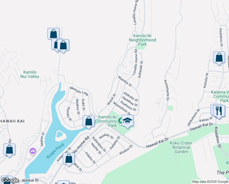 map of restaurants, bars, coffee shops, grocery stores, and more near 930 Waioli Street in Honolulu