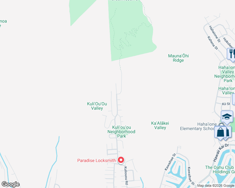 map of restaurants, bars, coffee shops, grocery stores, and more near 644 Kuliouou Road in Honolulu