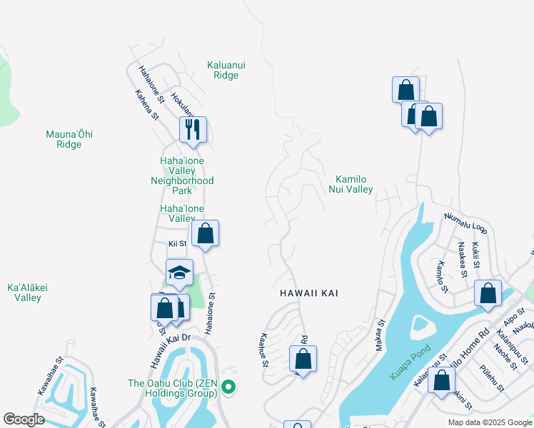 map of restaurants, bars, coffee shops, grocery stores, and more near 1038 Kaumoku Street in Honolulu