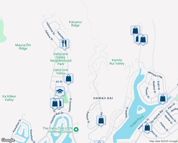 map of restaurants, bars, coffee shops, grocery stores, and more near 1038 Kaumoku Street in Honolulu