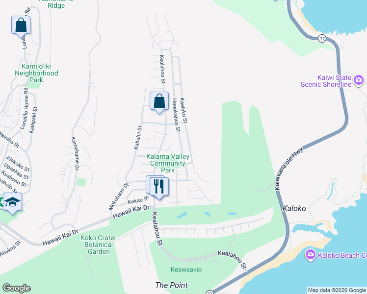 map of restaurants, bars, coffee shops, grocery stores, and more near in Honolulu